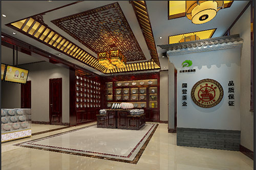 潼南古朴典雅的中式茶叶店大堂设计效果图